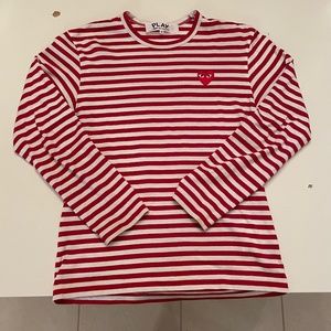 Comme des Garçons PLAY Stripe Long Sleeve T-Shirt Red Size M